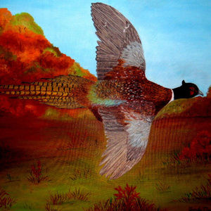 Original Fall trees Art Farm Wall Art Bird